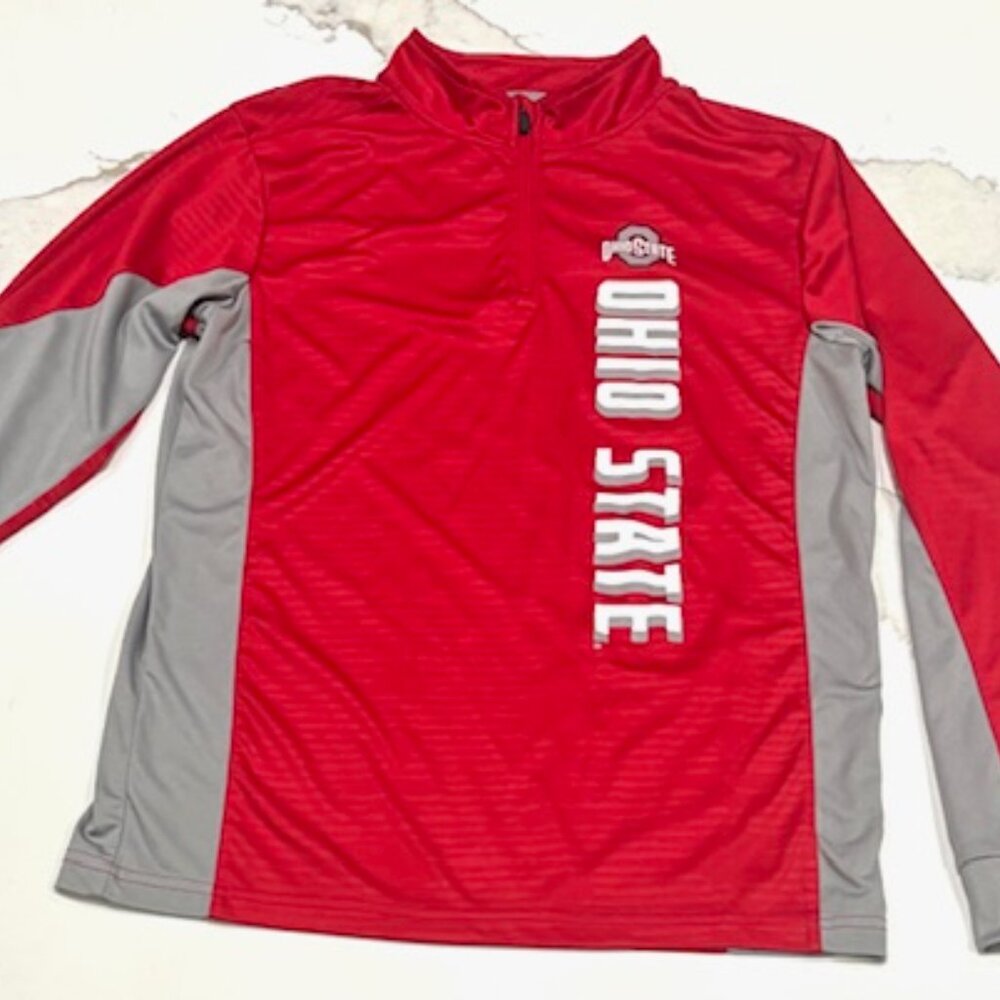 Rare Ohio State Buckeyes Long Sleeve Pullover 1/4 Zip Shirt Youth Large 16-18